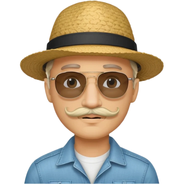 LONG CURLY mustached man in sunglasses with HAT emoji