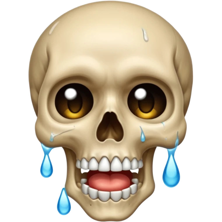 Skull crying loudly and a lot with lots of tears emoji