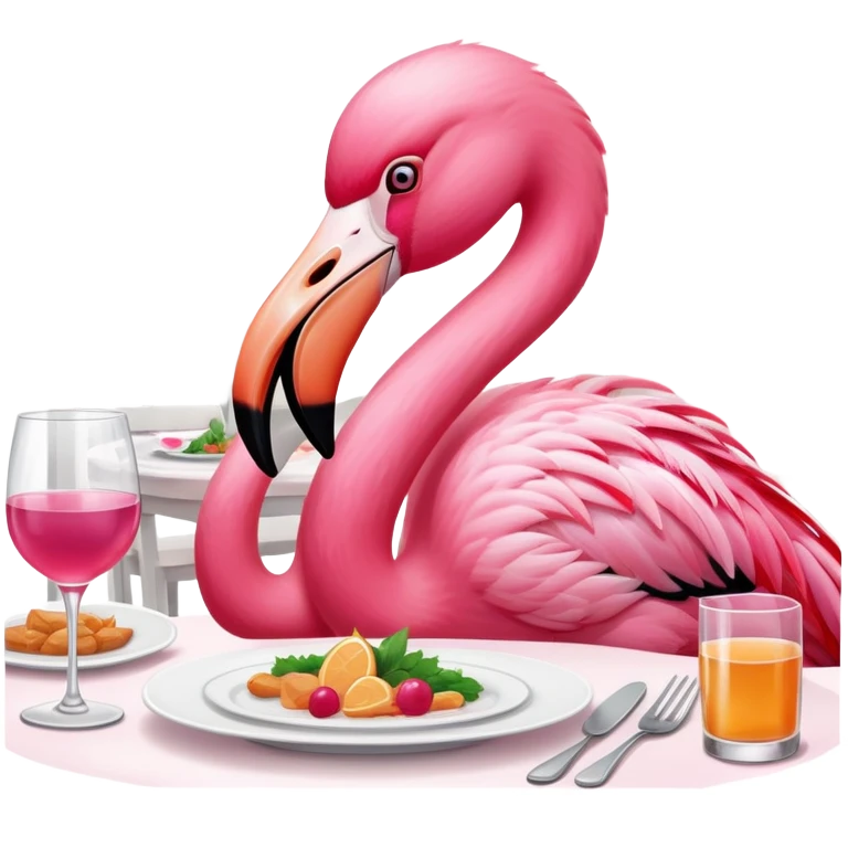 flamingo covering its eyes in front of dinner table emoji