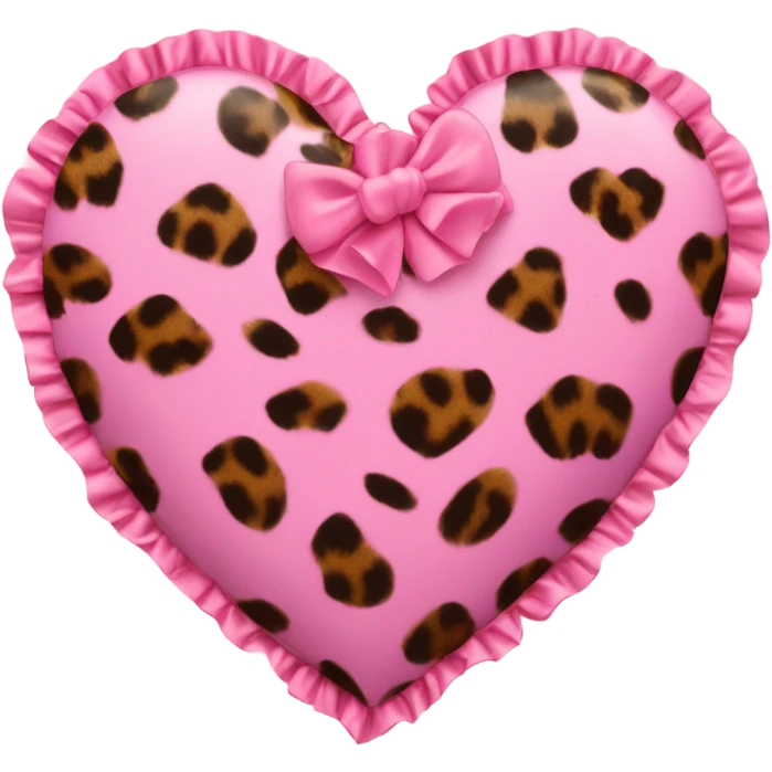 Leopard print heart with pink ruffles emoji