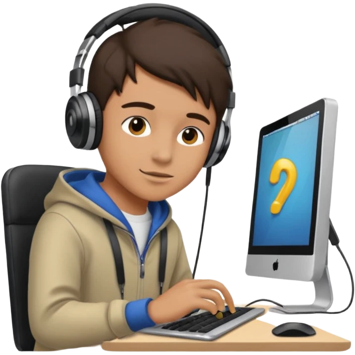 GenZ boy with headphones on and look like editor emoji