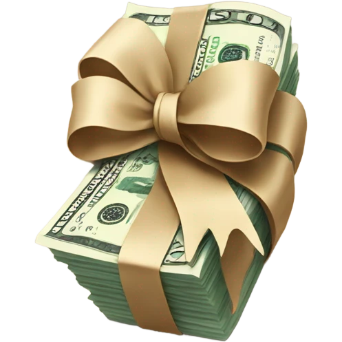 a bundle of money tied with a beige bow emoji
