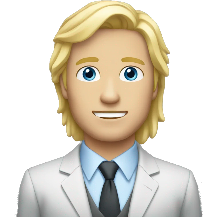 man in suit, blond hair blue eyes emoji