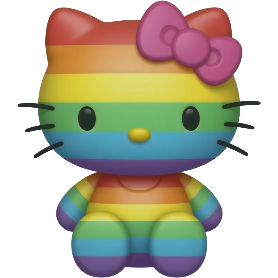 Rainbow colored hello kitty emoji