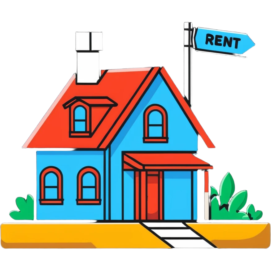 house with a 'for rent' sign emoji