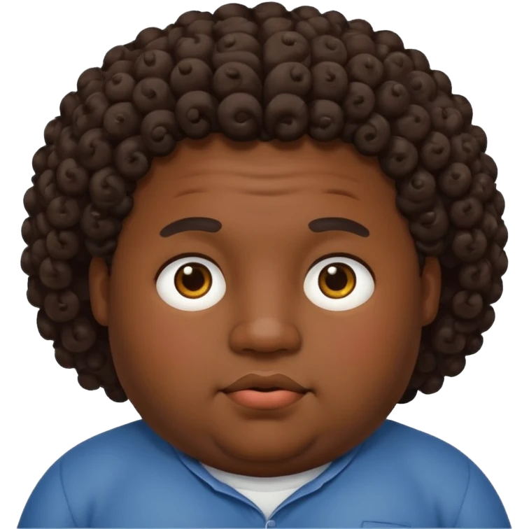 Chubby guy dark skin and curly hair emoji