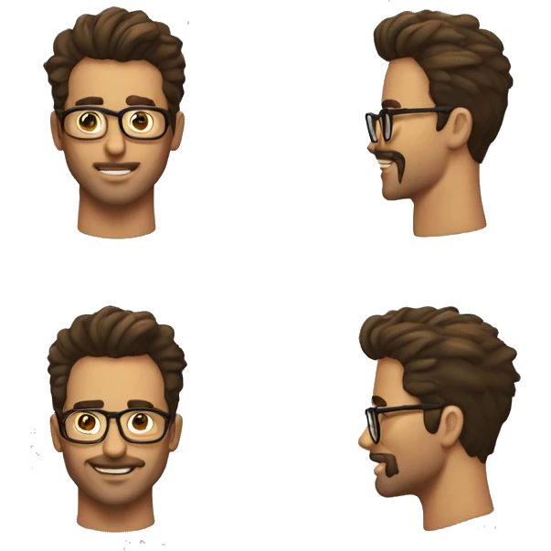 HOMBRE sin barba LENTES CABELLO RIZADO emoji