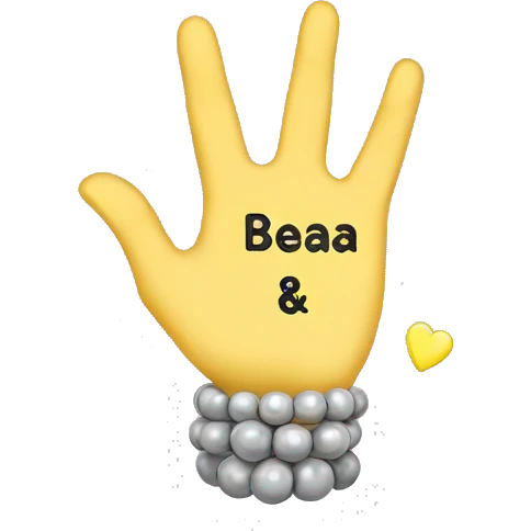 Make a hand with a wrist that has a bea braclet around the wrist the beads are pastel yellow on the sides and the middle has grey beads that are letters that say SWIFTIE only one braclet  emoji
