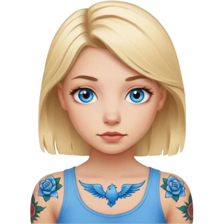 blonde girl blue eyes with tattoos emoji