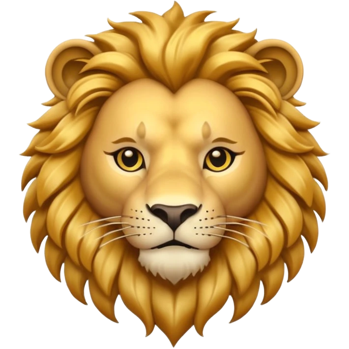 A 3D cartoon lion head tattoo design with flowing mane, bold lines, symbolizing courage and power, Memoji-style. emoji