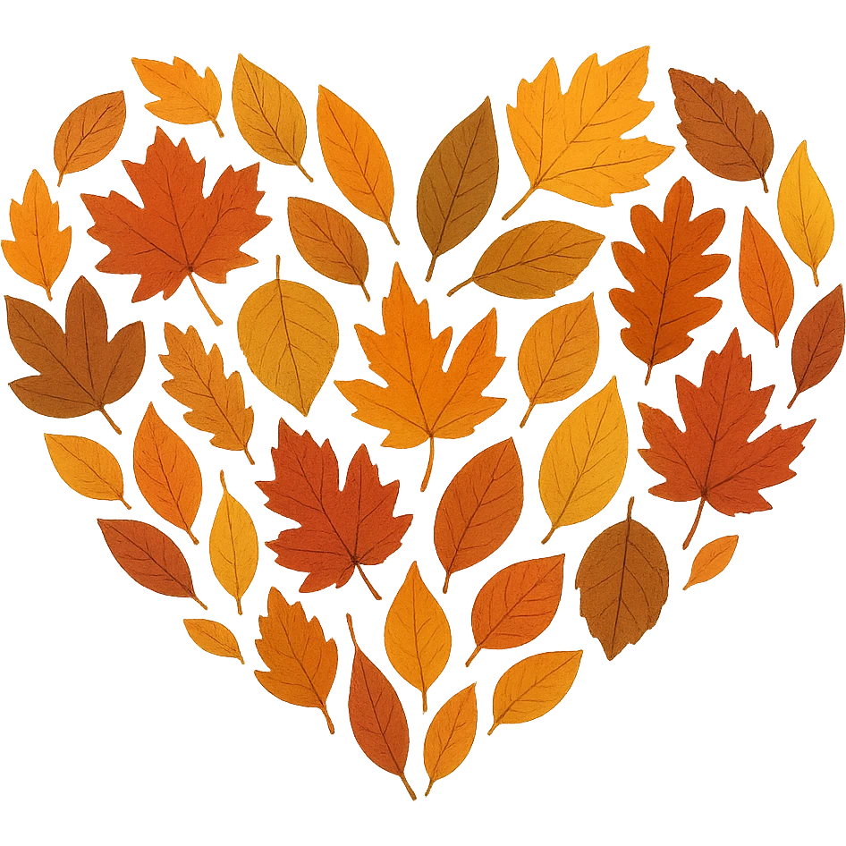 heart with autumn leaves theme emoji