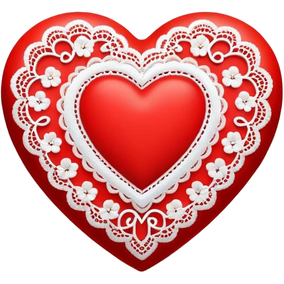 3D Red heart outlined with lace emoji