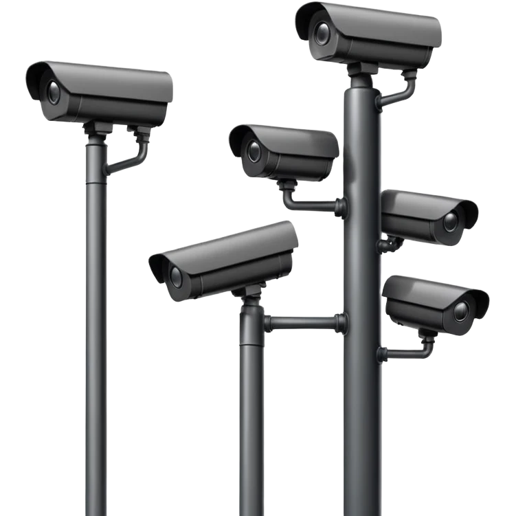 Multiple CCTV cameras on a pole in black  emoji