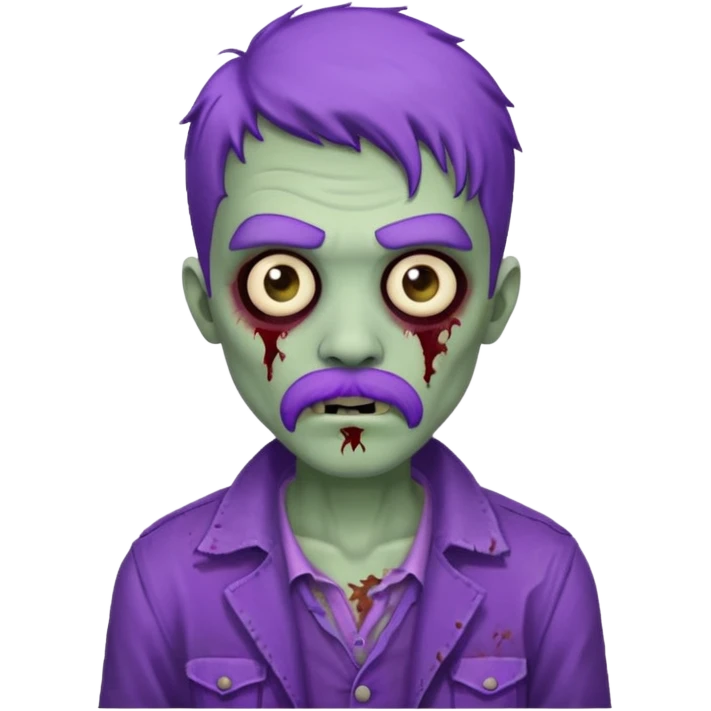 young zombie with purple mustache emoji