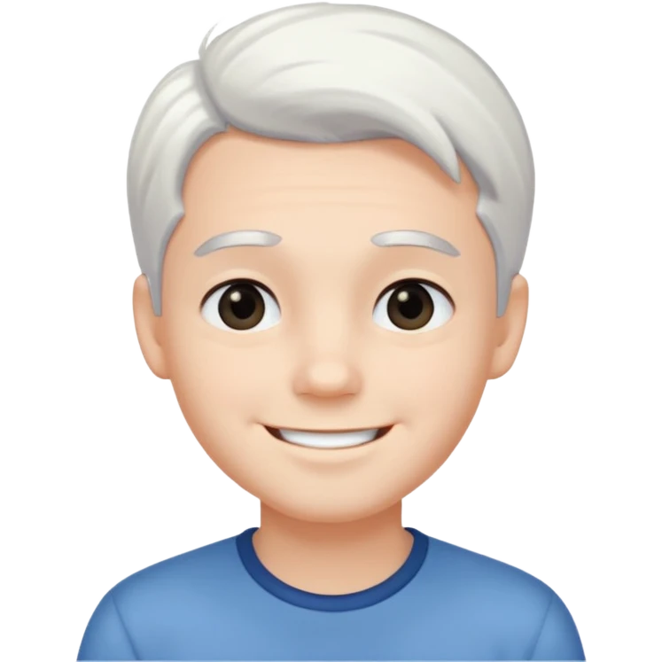 pure white hair,black eyebrow,cute Boy, smile face emoji