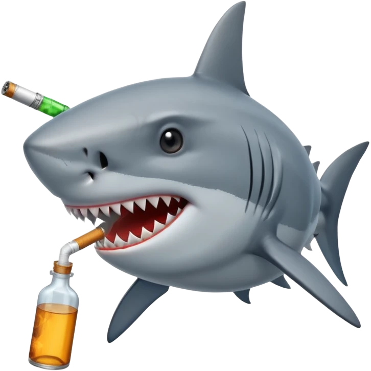 shark with a cigaret and some botlle emoji
