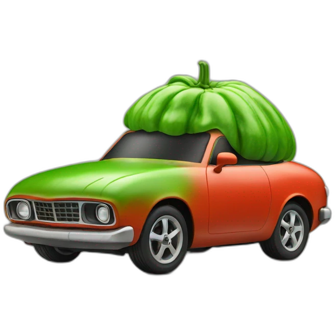 car made out of a tomato with a green top emoji
