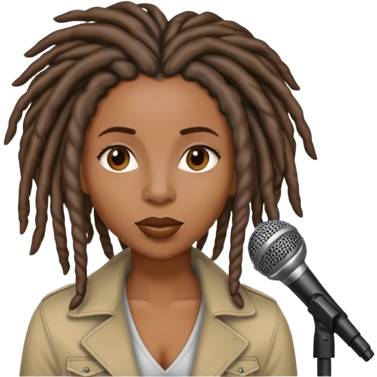 Black woman with locs on the mic emoji