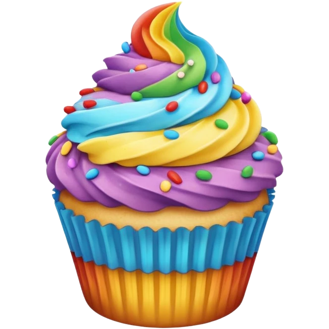 cute cupcake with colorful frosting and sprinkles emoji