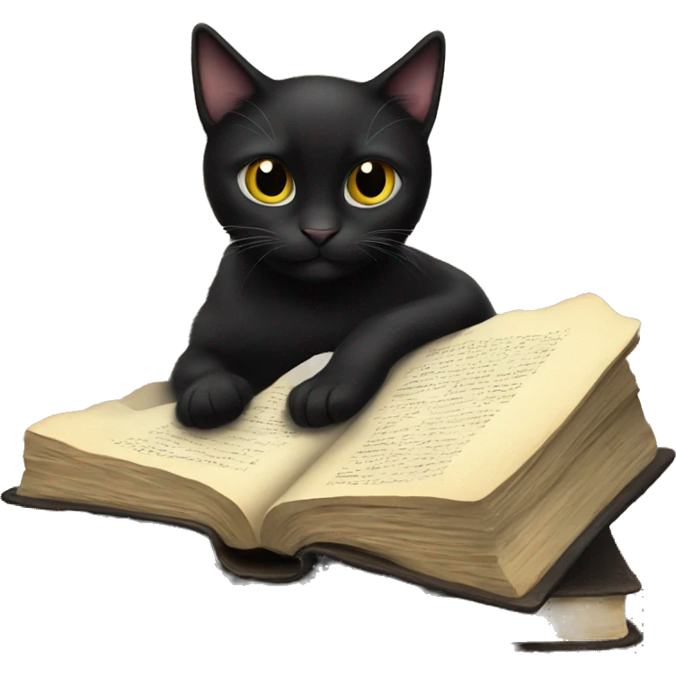 Black cat on a book emoji