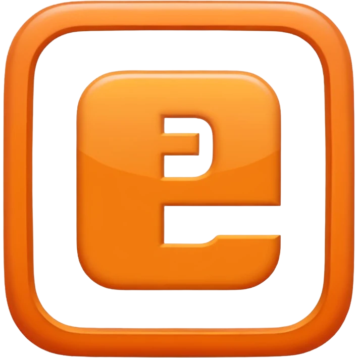make me an emoji of a orange square with a white E in the center large E must have times new roman font emoji