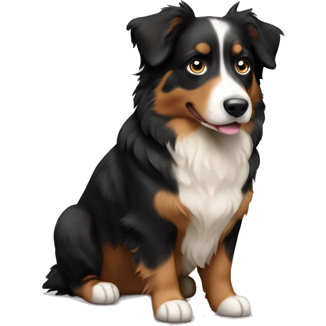Black and tan Australian shepherd dog mostly black emoji