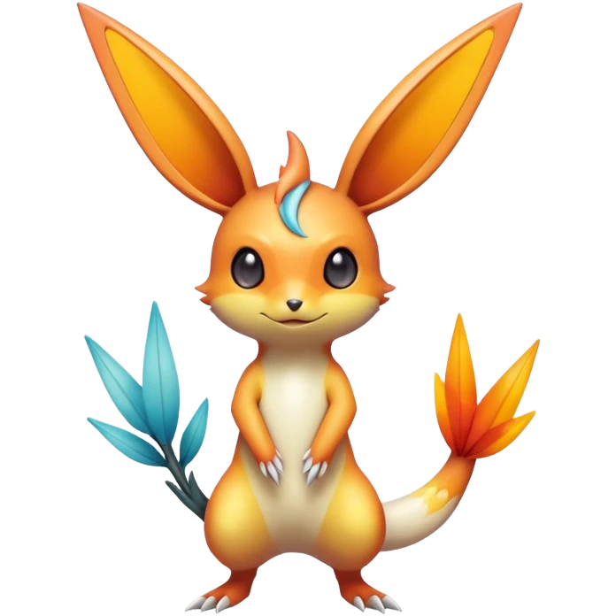 Colorful Shiny Exotic Victini-Salandit-Minccino-Emolga-Fakémon-hybrid-creature (full body)  emoji