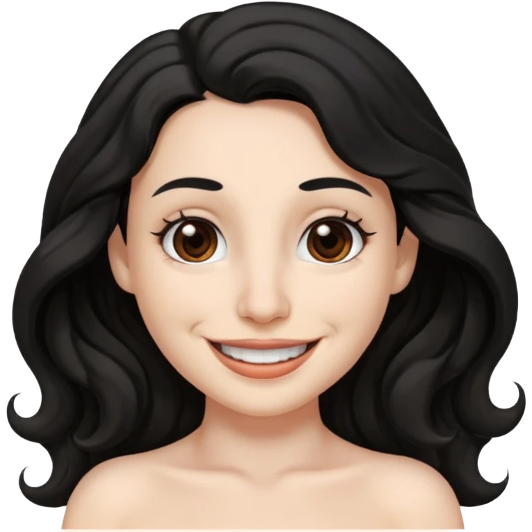 White skin Black wavy hair brown eyes big nose naked boobs emoji