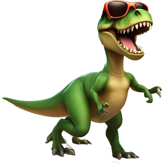 T-rex with sunglasses riding a surfboard  emoji