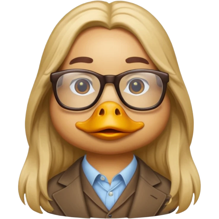 long hair duck with glasses emoji