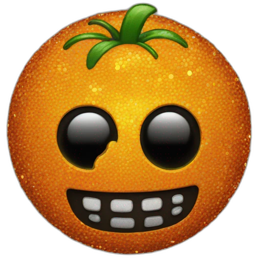 Crâne à paillettes noires et oranges emoji