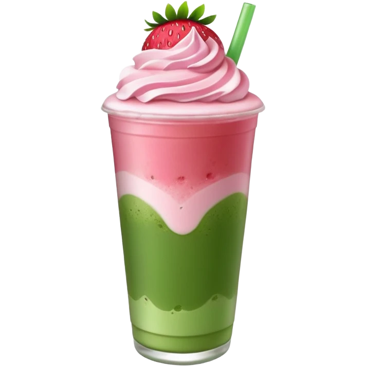 Strawberry iced matcha latte with strawberry cold foam  emoji
