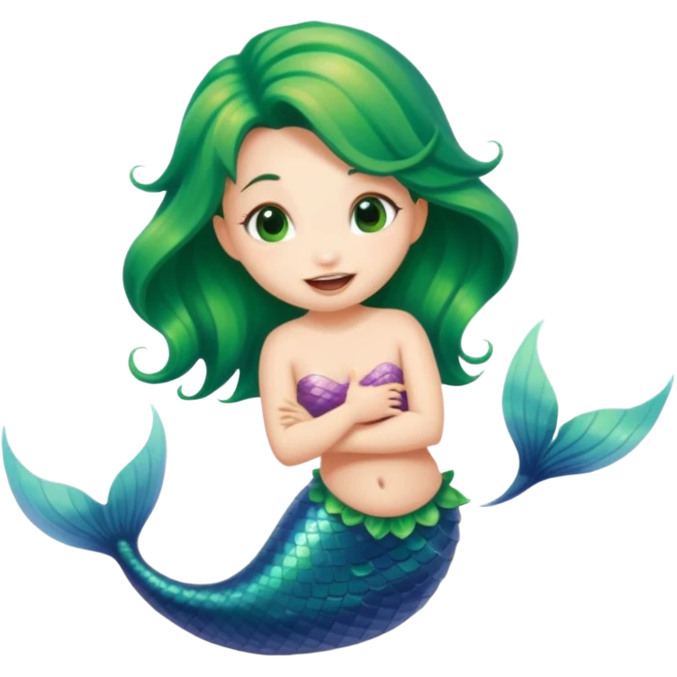 A cute mermaid emoji, drooling and looking naughty and mischievous.  emoji