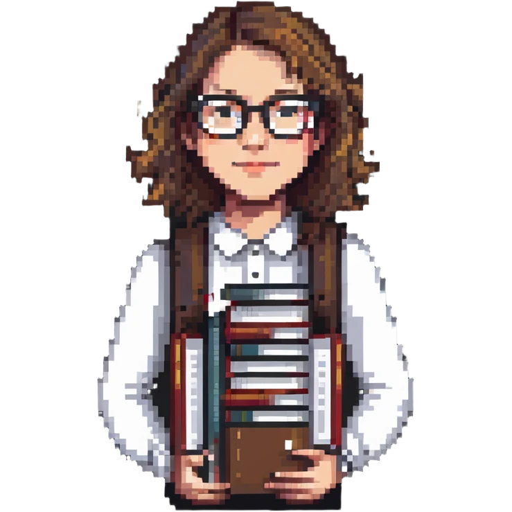 nerdy librarian with glasses and books emoji