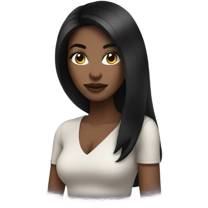 black woman with black long hair and a nice top emoji