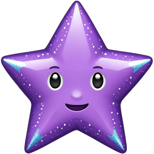Estrela com 3 pontas roxa com glitter emoji