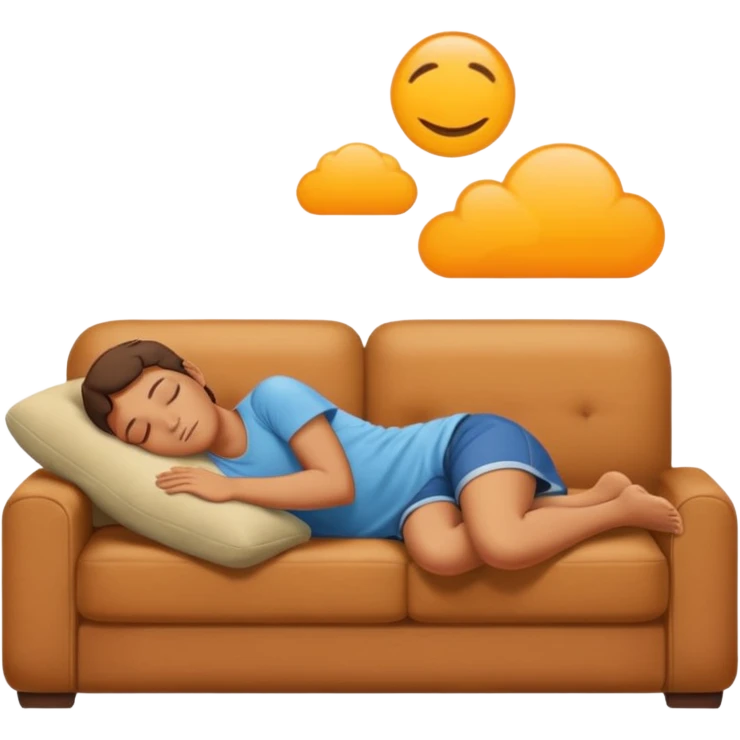 A lazy emoji, a person sleeping on a couch emoji