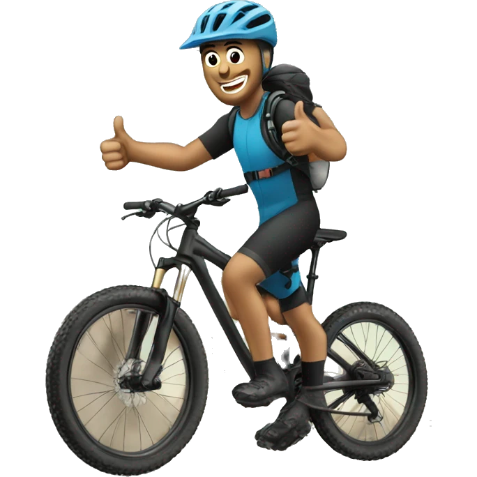 mountain biker with thumb up emoji