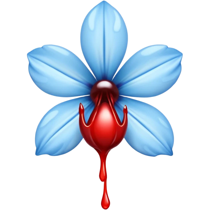 light blue flower bleeding blood emoji