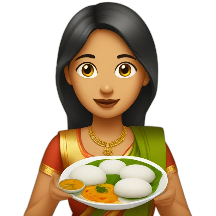 Girl with idli sambhar emoji