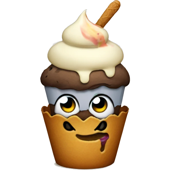 Muffin holding ice cream  emoji