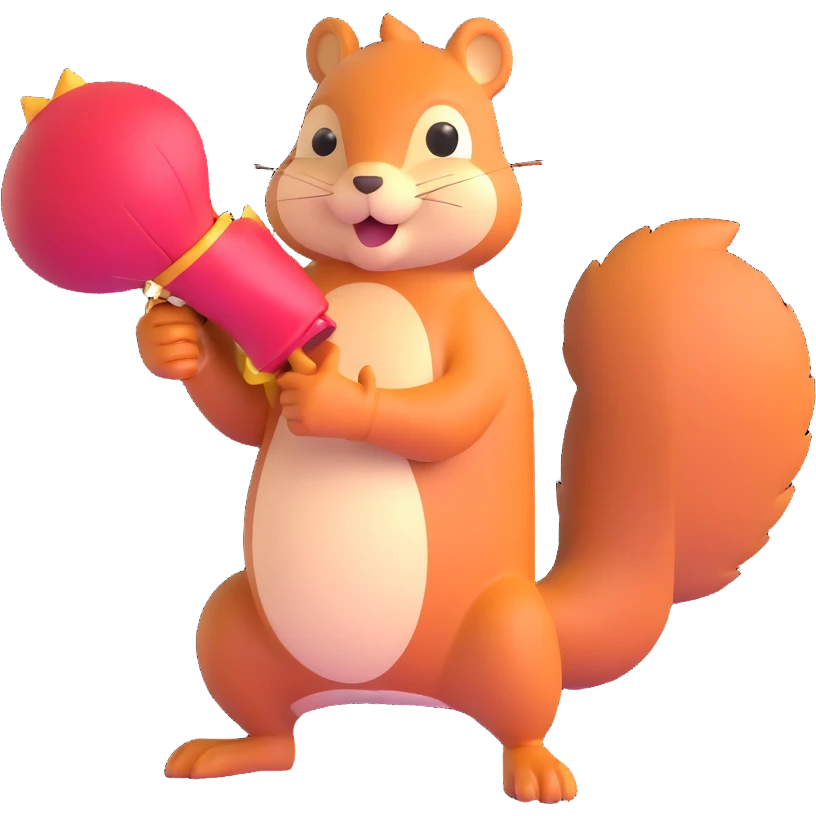 squirrel holding a fish like a boxing glove emoji