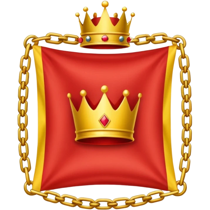 red flag with a crown on  with a yellow square chains inside emoji