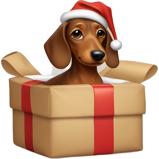 Brown Dachshund wrapped up like a Christmas present  emoji