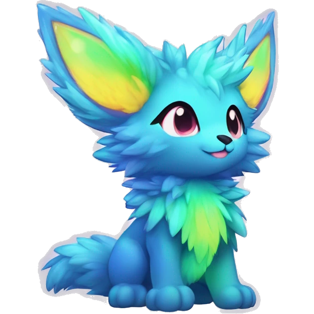 Anthro Fluffy Cool Cute Magical Celestial Elemental Shiny Colorful Neon Vibrant Colors Sparkle Kemono-style Chibi Fantasy-Animal-Fakémon-Pokémon-Hybrid Fur-Sona Aesthetic Full Body emoji