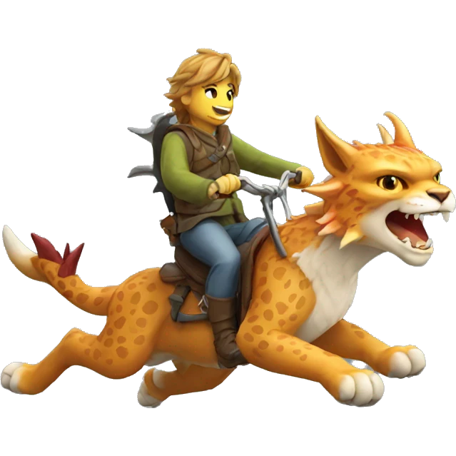 Lynx riding a dragon emoji
