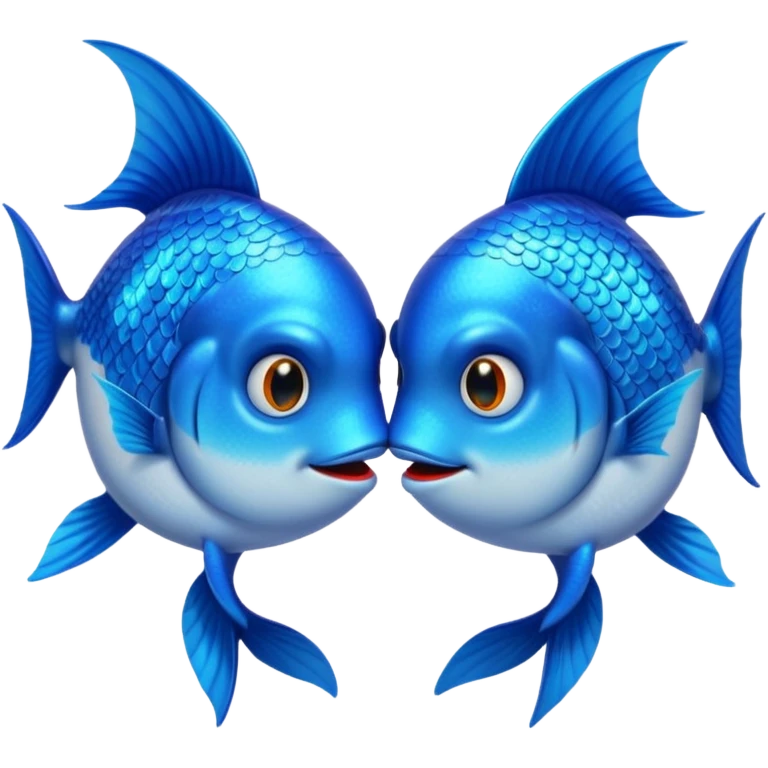 two blue fishes kissing emoji