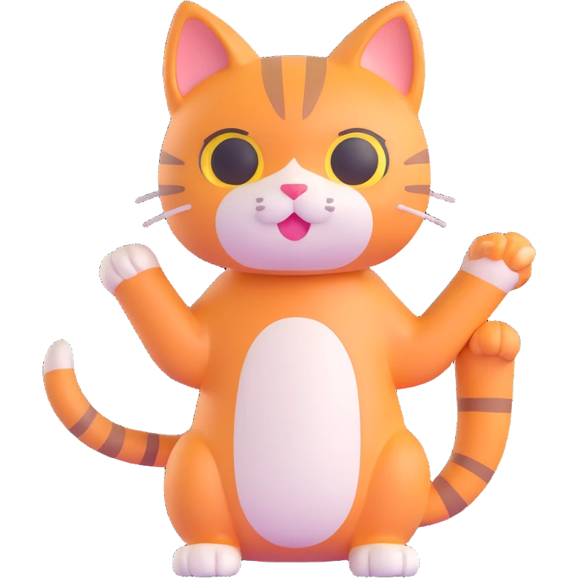3d style cat, full body, cute, playful emoji