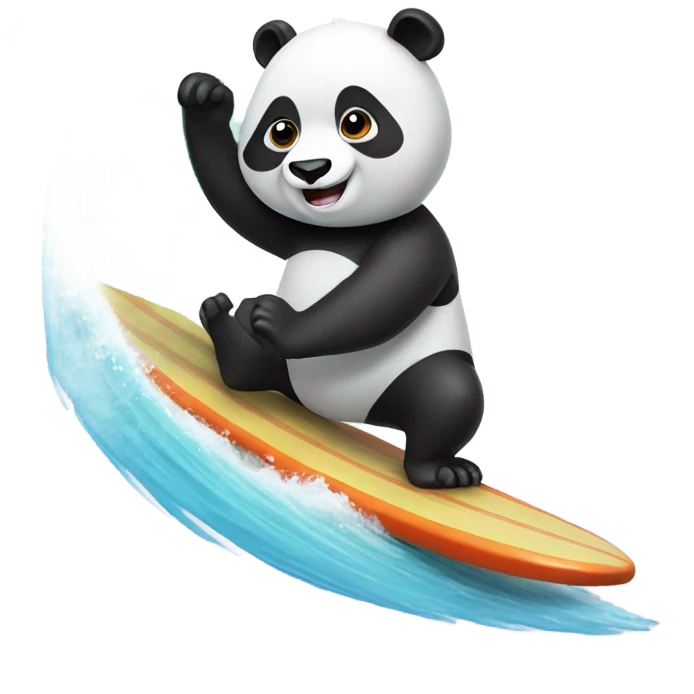 Panda surfing emoji