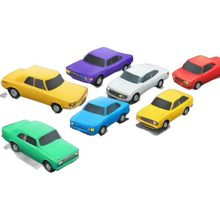 cars of different colors in a row on road emoji